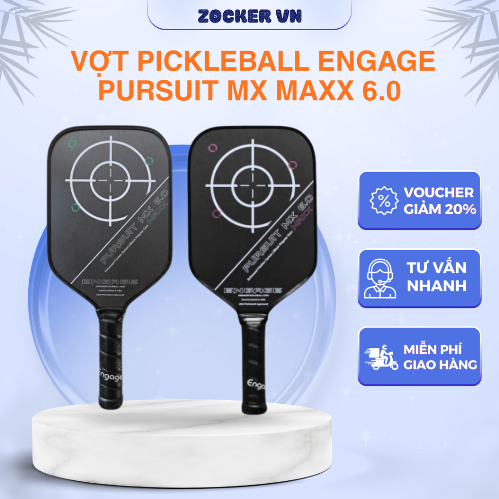 Vợt Pickleball Engage Pursuit MX Maxx 6.0 Chính Hãng USA – 16mm Carbon, Kiểm Soát & Sức Mạnh