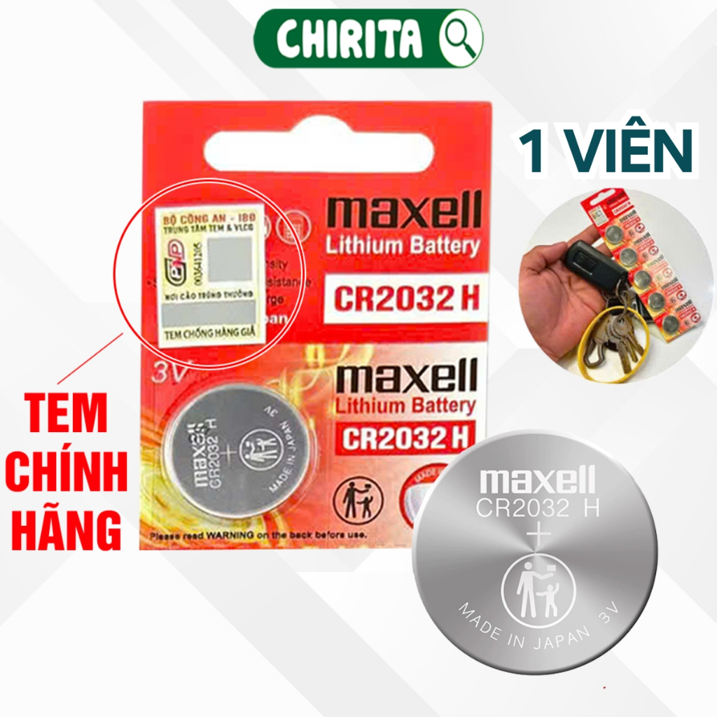 Pin Cr2032H Cr2032 Cr2025 Cr2016 Maxcell 1 Viên - Pin Cúc Áo Cho Chìa Khóa , Bảng Vẽ Tự Xóa, Đồng Hồ