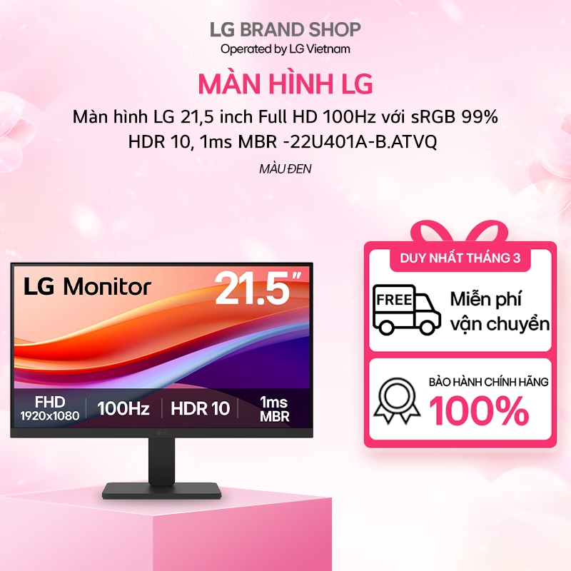 [Chỉ giao Miền Nam/Bắc] 22U401A-B.ATVQ - Màn hình LG 21,5 inch Full HD 100Hz với sRGB 99%, HDR 10, 1