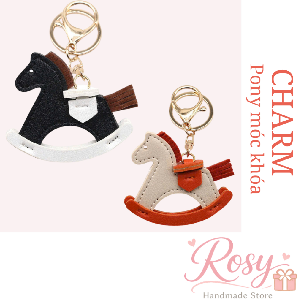 Charm Pony móc khóa - Charm túi xách handmade mã R03