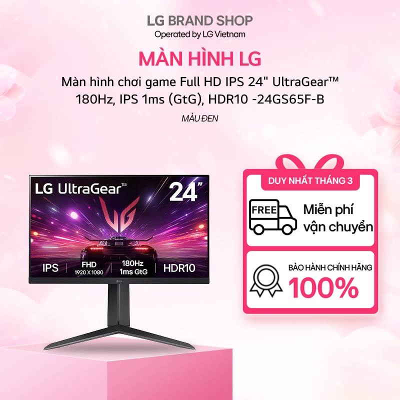 [Chỉ giao Miền Bắc] 24GS65F-B Màn hình chơi game Full HD IPS 24" UltraGear™ | 180Hz, IPS 1ms (GtG), 