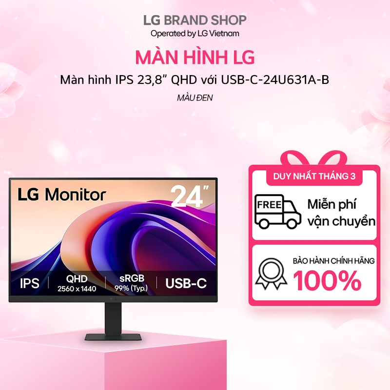 [Chỉ giao miền Nam] 24U631A-B - Màn hình IPS 23,8” QHD với USB-C