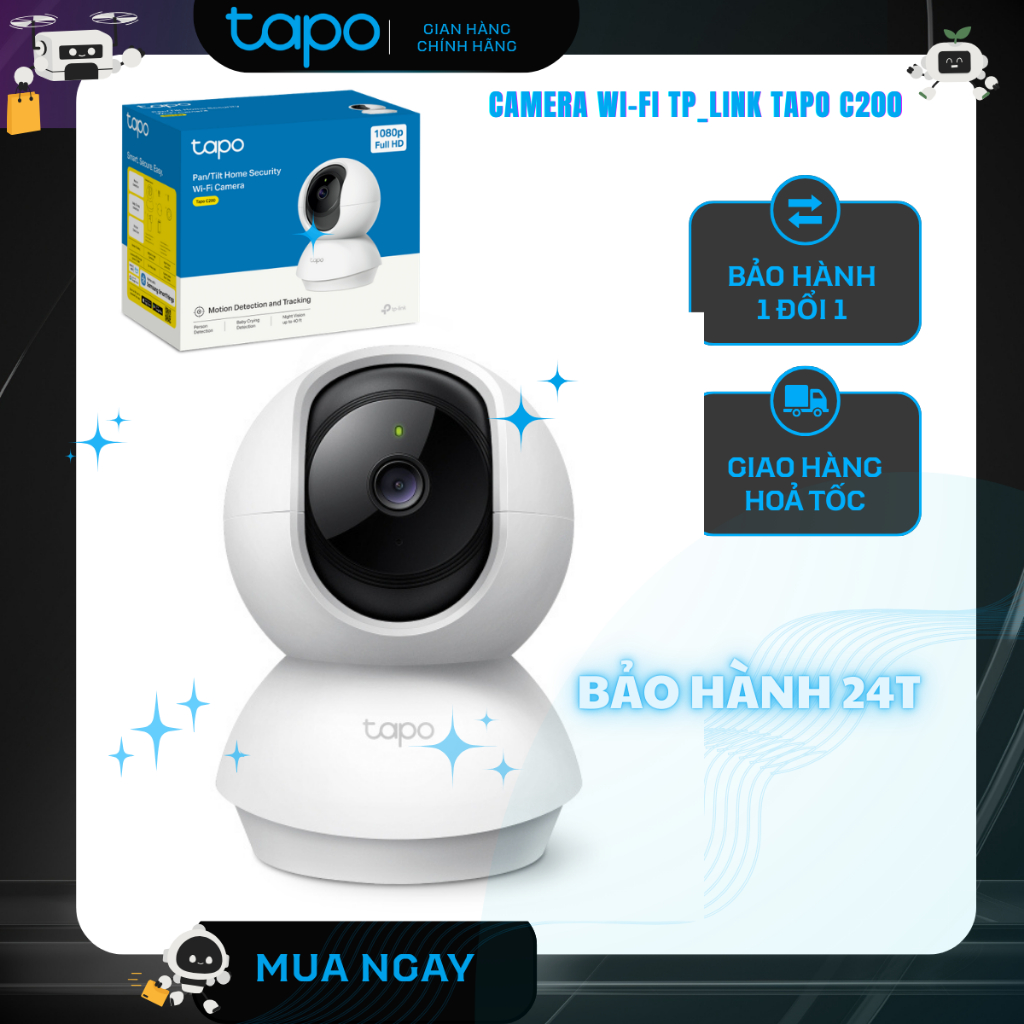 [ TAPO] Camera Wi-Fi giám sát xoay 360 độ tplink Tapo C200