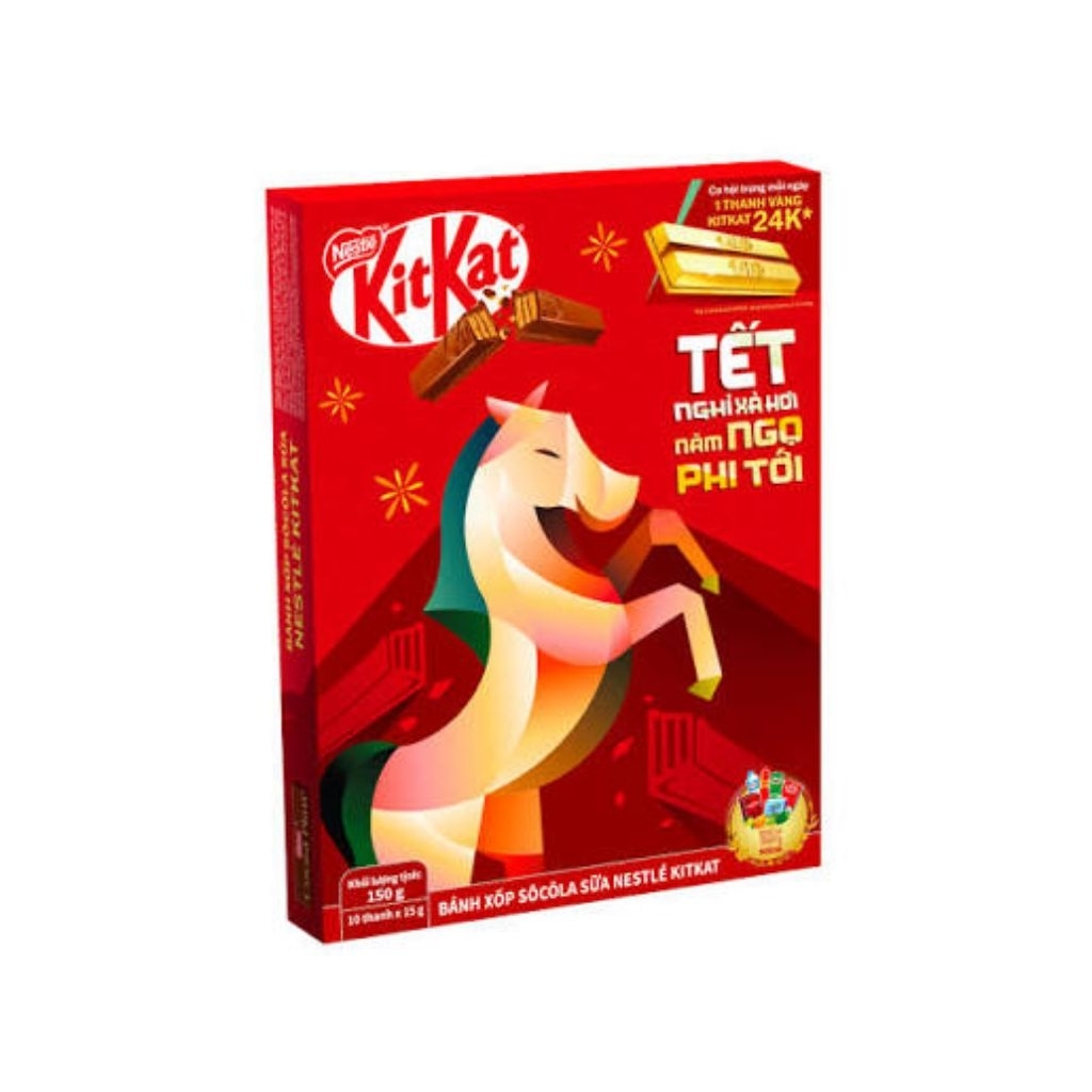 [Hộp 150g] Sô cô la Kitkat Tết 2026, Bánh xốp phủ socola sữa KitKat