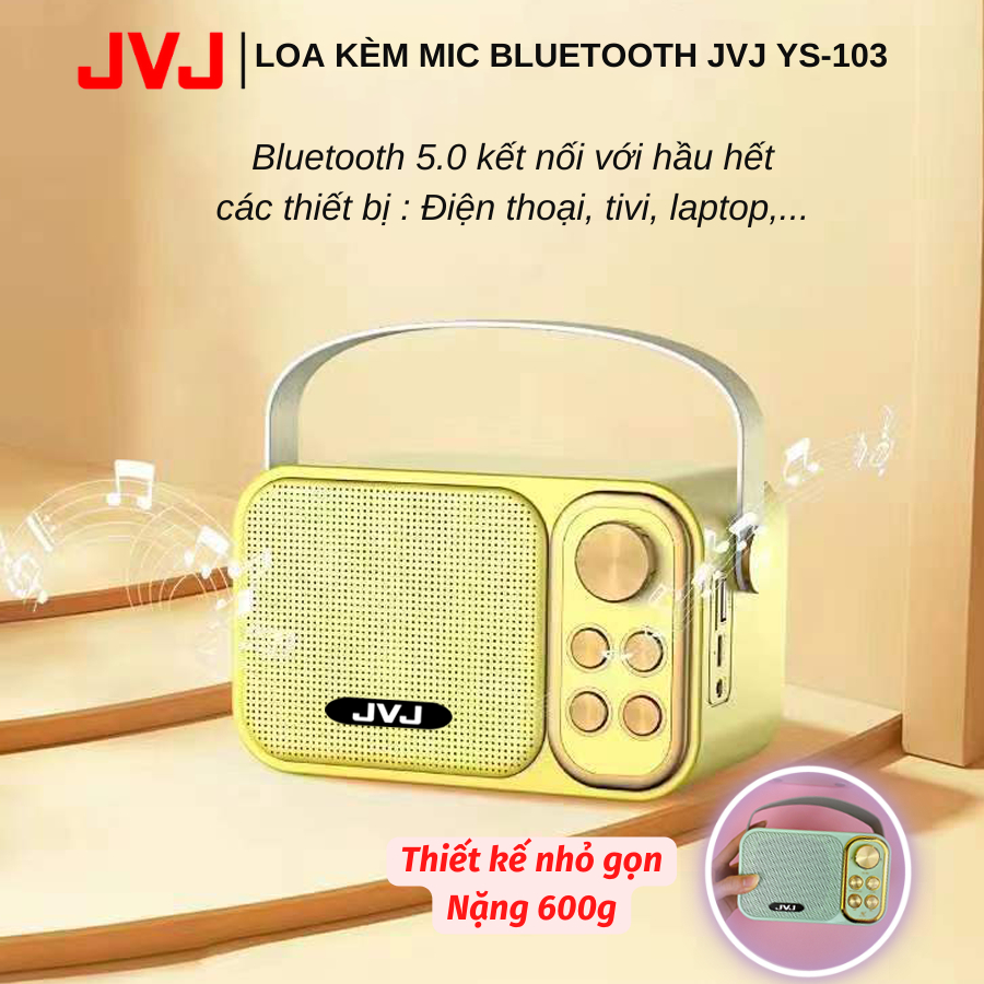 Loa bluetooth mini karaoke JVJ YS-105 Không dây, kèm 2 mic hát công suất 10W, Nghe nhạc từ thẻ nhớ, USB - BH 6 Tháng | BigBuy360 - bigbuy360.vn