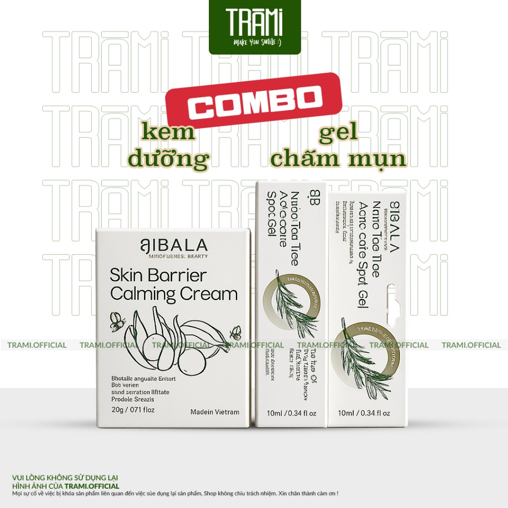 [COMBO] Kem Dưỡng Bibala + Gel Chấm Mụn Bibala – Bộ Đôi Chăm Sóc Da Dầu Mụn, Làm Dịu, Dưỡng Ẩm