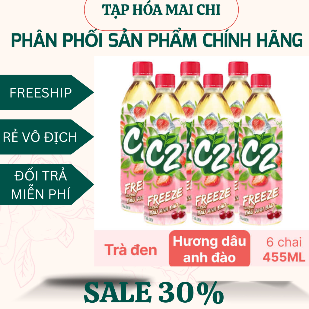 Trà Xanh C2 Hương Dâu Anh Đào Chai 455ml