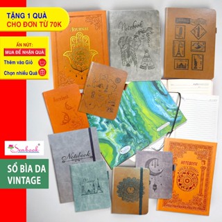 Sổ tay ghi chép Bìa da Vintage Senbook A5 - giấy vàng kem 100gsm chống loá Kẻ ngang Viết nhật ký