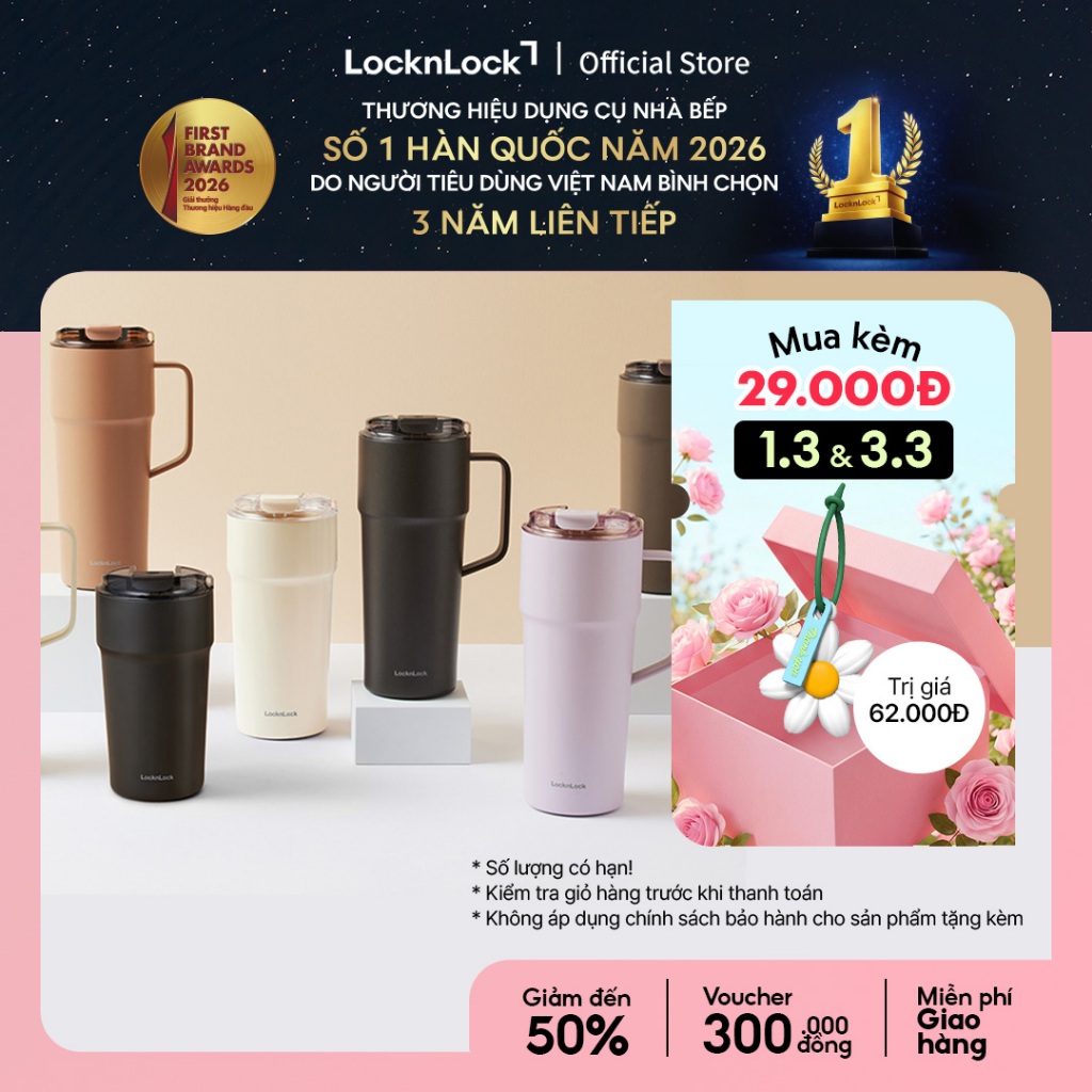 Bình giữ nhiệt LocknLock Metro Cafe Tumbler 650ml / 500ml / 750ml bằng thép không gỉ 304 phủ sứ kèm dây xách | BigBuy360 - bigbuy360.vn
