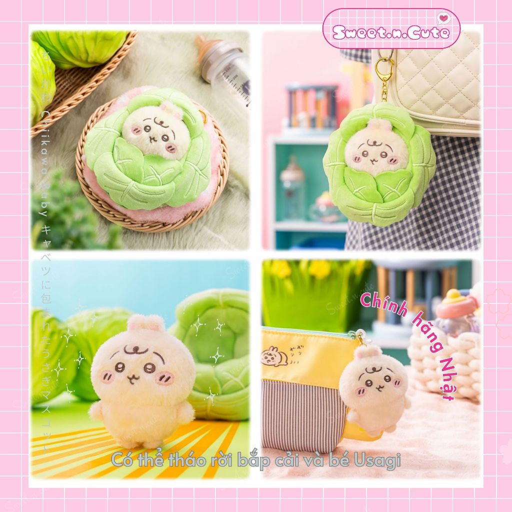 [Chính hãng Nhật - NEW - Full tag] Móc khóa thú bông Chiikawa Baby Usagi Wrapped in Cabbage Mascot