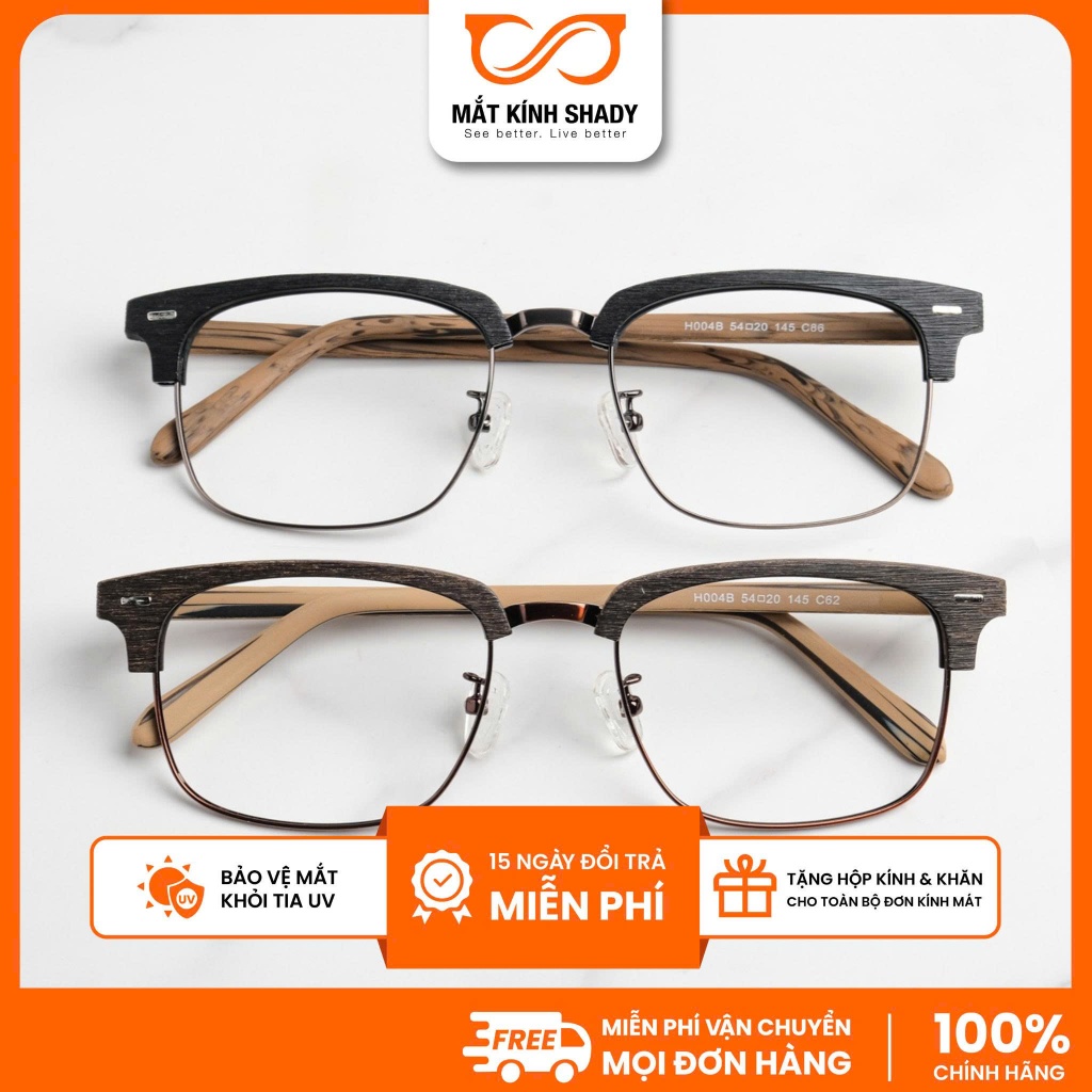 Gọng Kính Vân Gỗ Shady Unisex G2039 (Nhiều Màu)