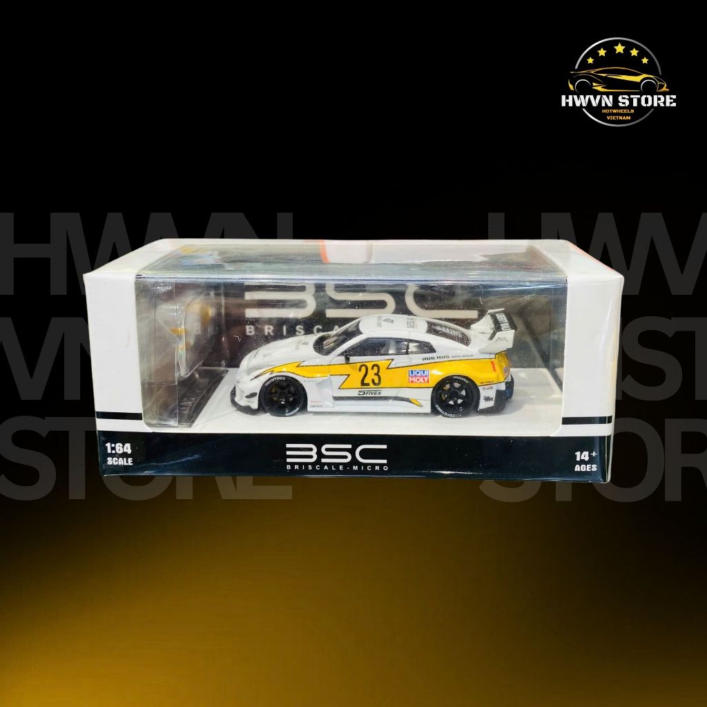 Xe mô hình Hộp Mica Nissan GTR R35 LB-WORKS màu trắng (BSC)