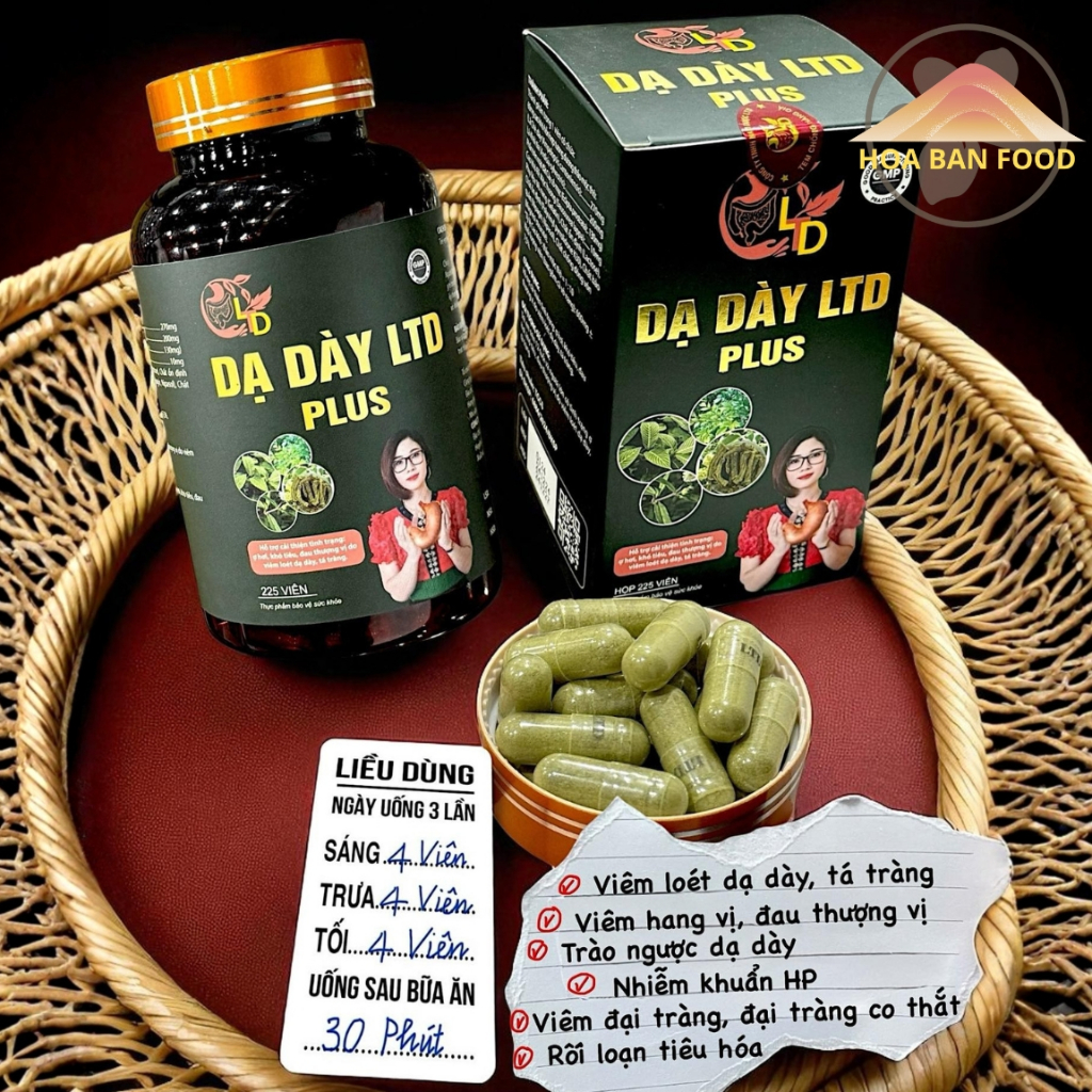 Liệu trình 3 hộp Dạ dày LTD Plus chính hiệu (225 viên), dạ dày đại tràng LTD, Nam dược LTD