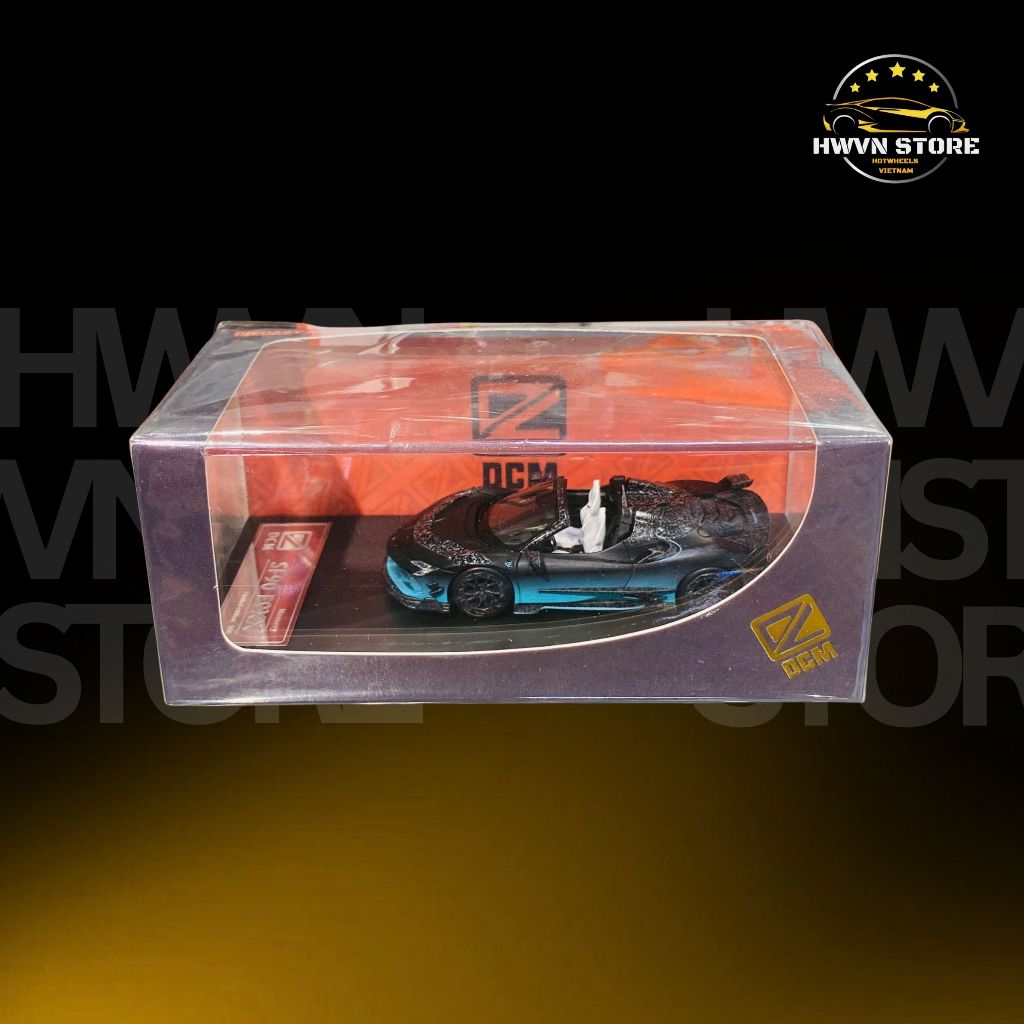 Xe mô hình Hộp Mica Ferrari SF90 F9XX Mansory màu xanh đen (DCM)