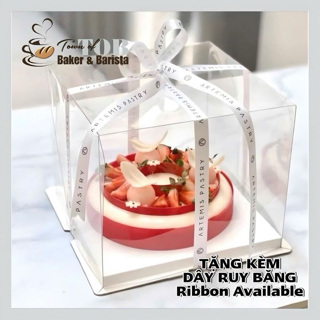 (TẶNG DÂY) HỘP MICA TRONG SUỐT 2 CHI TIẾT ĐỰNG BÁNH KEM - The Cake Box