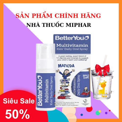 [HÀNG CHÍNH NGẠCH] Thực phẩm bảo vệ sức khỏe BetterYou Multivitamin Kids' Daily Oral Spray (25ml) - 