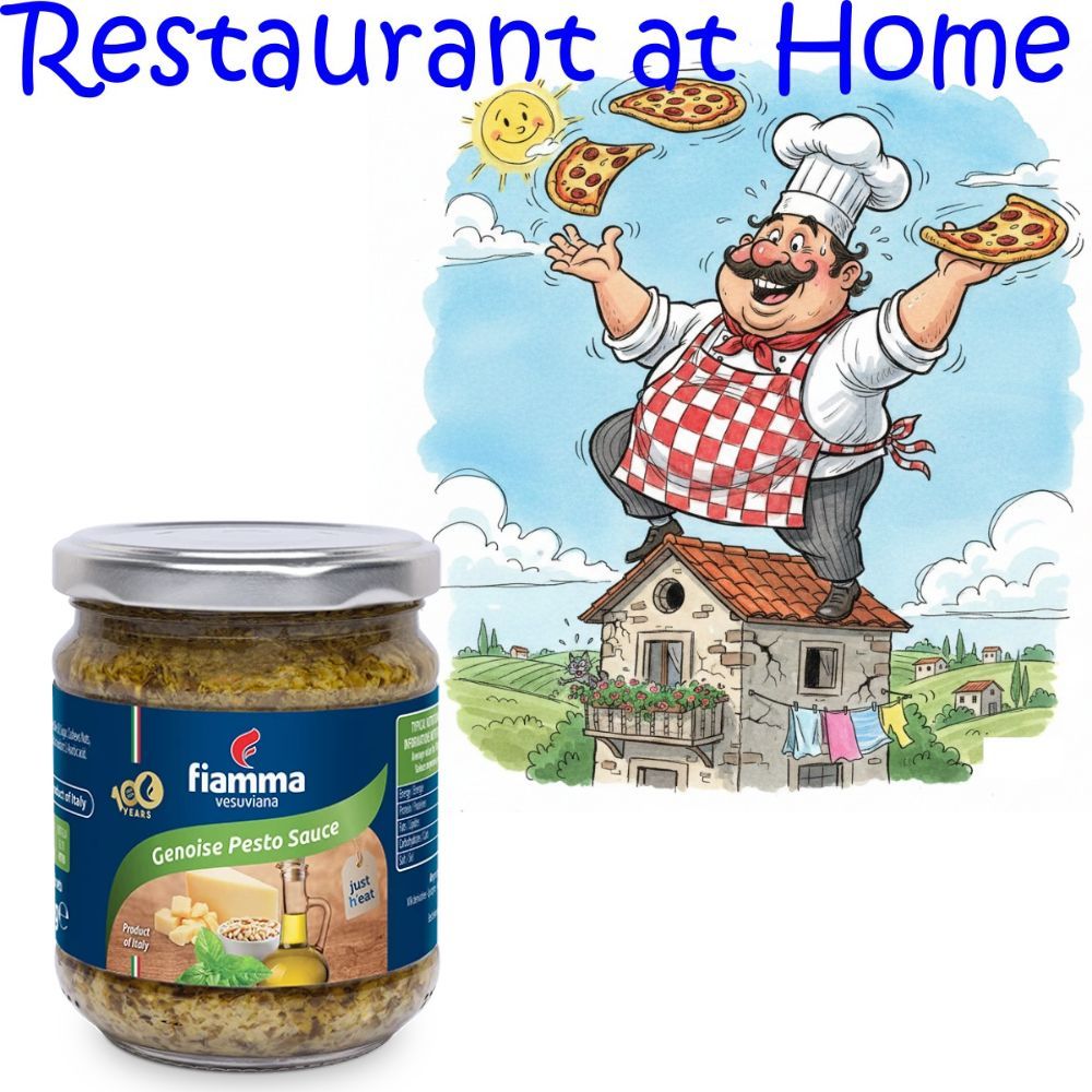 Sốt Pesto Fiamma 180g, Pesto Sauce Lá Húng Tây Xay Nhuyễn, Dung Tích Lớn Cho Nhà Hàng