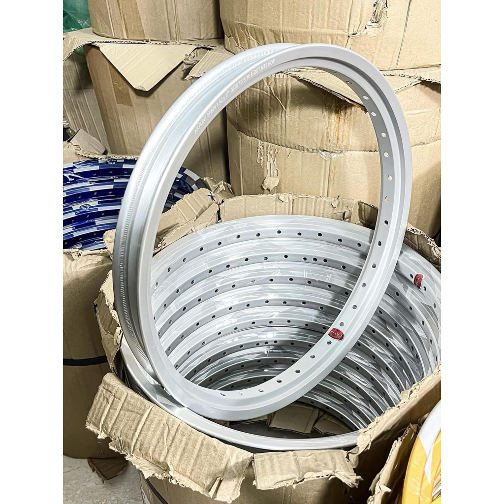 Niềng Akront Thailand Vuông Trơn Bạc Mờ Bản 1.4-1.4 ( 1 cặp )