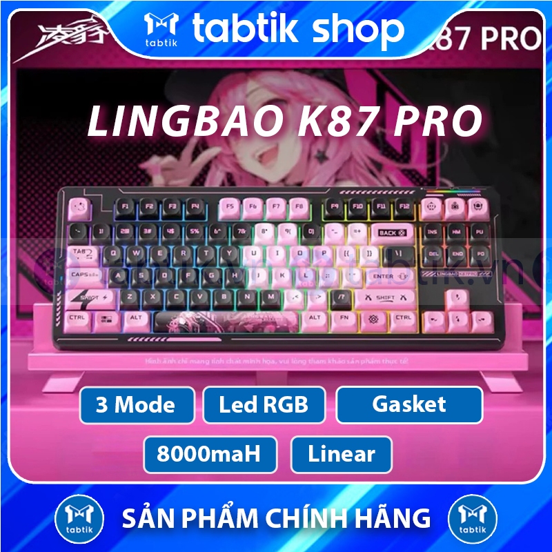 Bàn Phím Cơ Không Dây Lingbao K75 - K87/K87 PRO (3 Mode | LED RGB | Full Foam | 8000maH - 10000mAH))