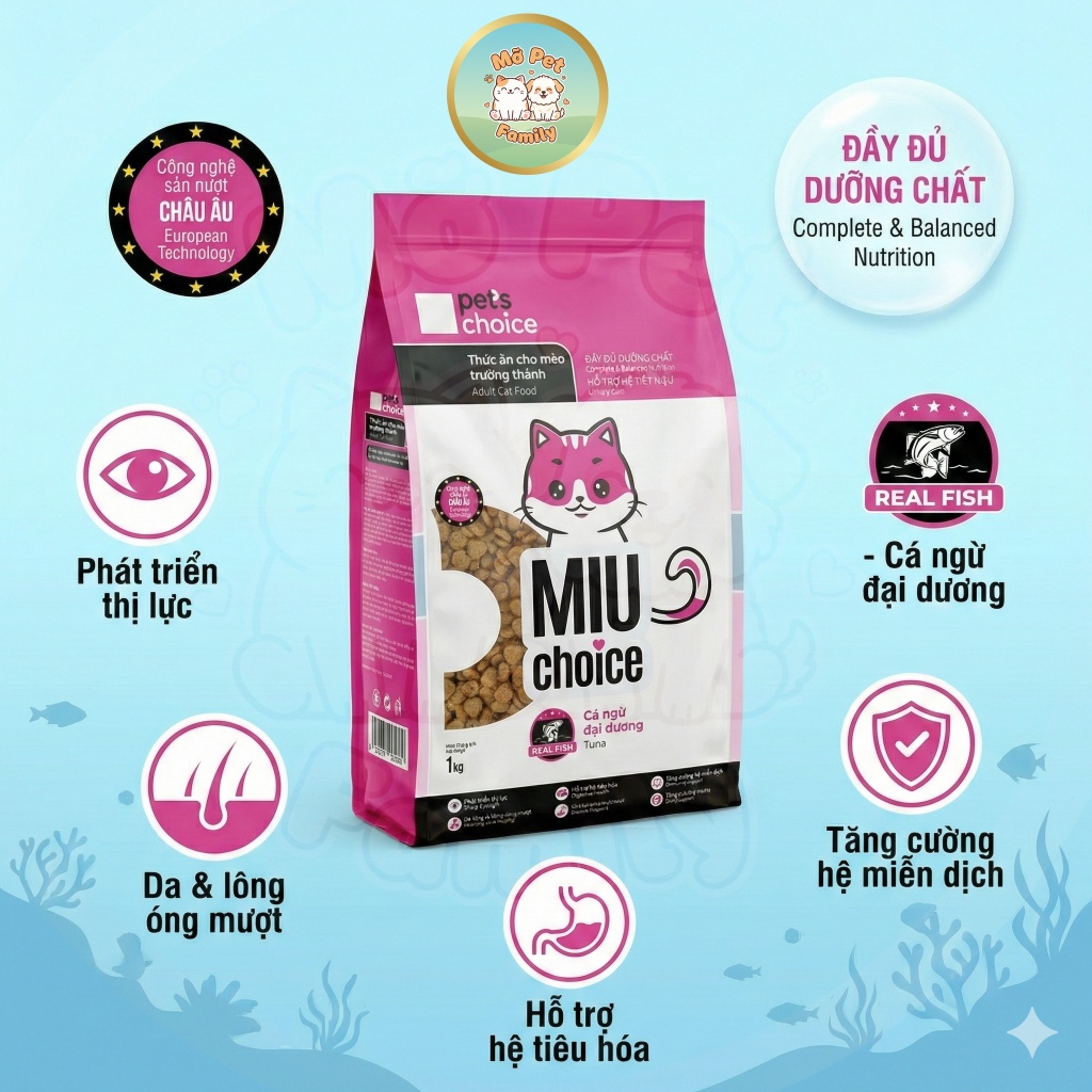 [SIÊU RẺ] Thức ăn cho mèo trưởng thành Miu Choice 1kg Vị Cá Ngừ - Hỗ trợ tiết niệu