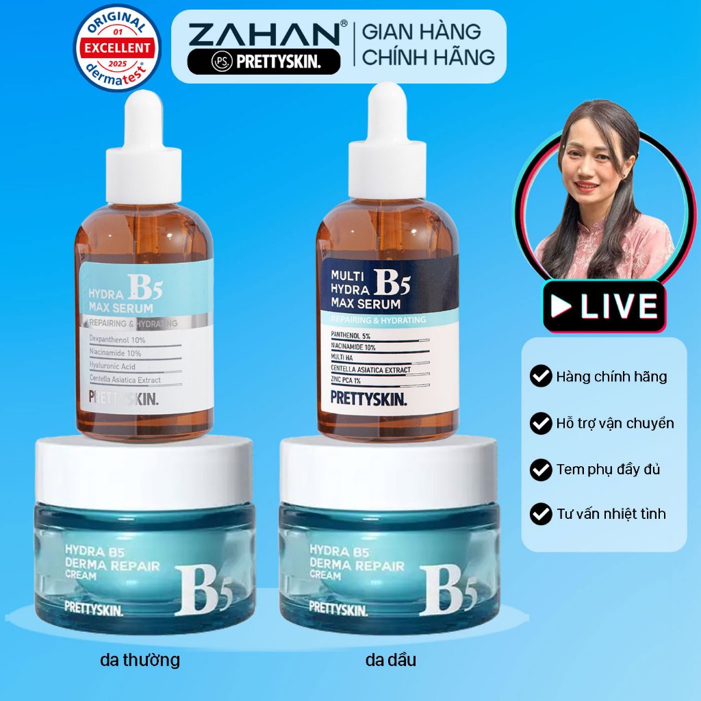 Combo Tinh chất Hydra B5 Max Serum và Kem dưỡng Hydra B5 Derma Repair Cream (2 sản phẩm)