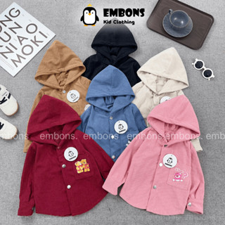 Áo khoác nhung tăm có mũ cho mẹ và bé EMBONS, chất vải mềm mịn chống nắng cản gió, phong cách Hàn Quốc từ 8-35kg