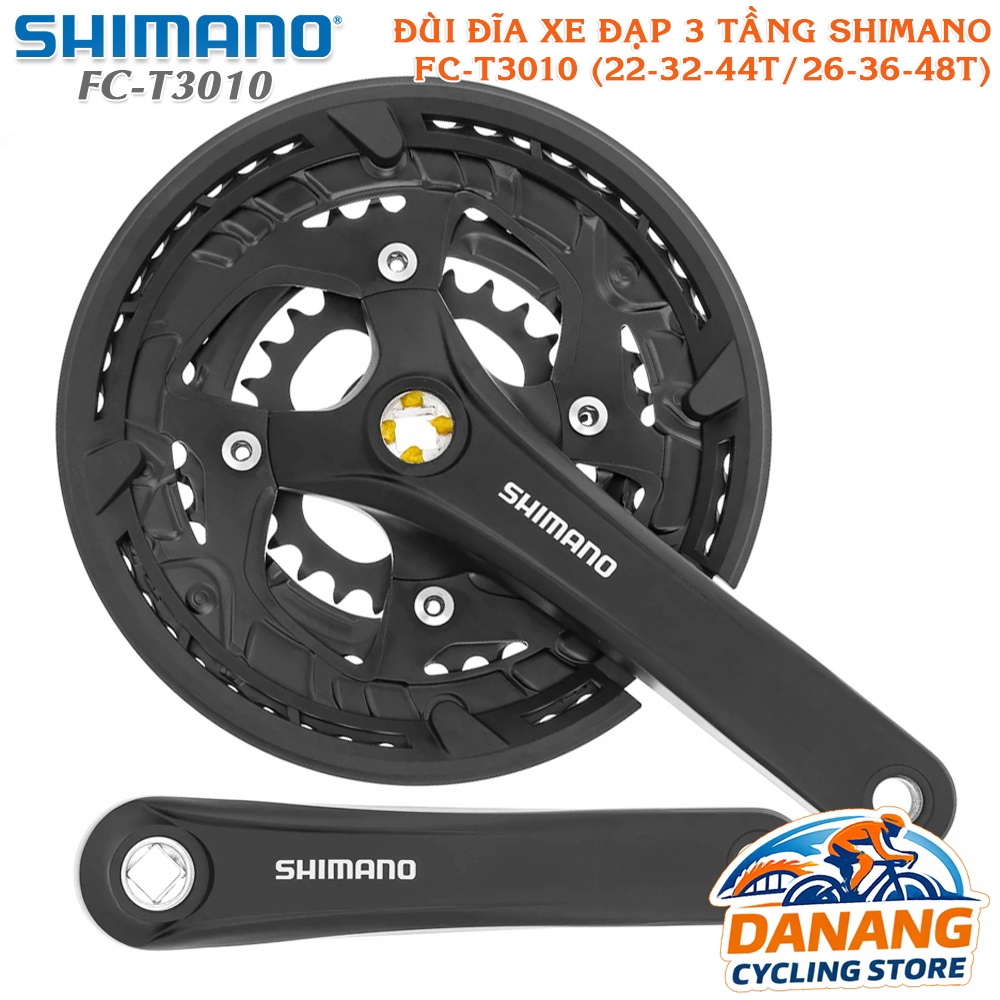 Đùi Đĩa Xe Đạp SHIMANO FC T3010 3 Tầng 22-32-44T / 26-36-48T | Giò Dĩa MTB, Touring – Chính Hãng