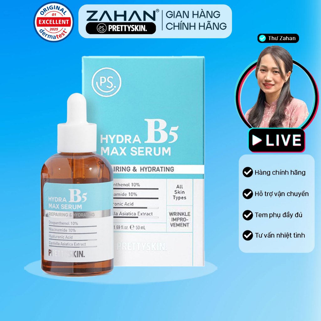 Tinh Chất cấp ẩm phục hồi Hydra B5 Max Serum Prettyskin 50ml