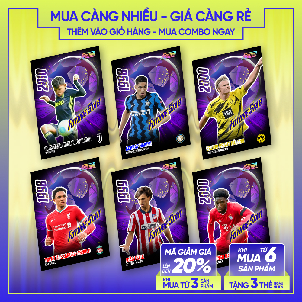 20-21 FUTURE STAR | Thẻ cầu thủ bóng đá SKYLLECTA | Haaland Vinicius Mbappe Saka Hakimi Antony S1