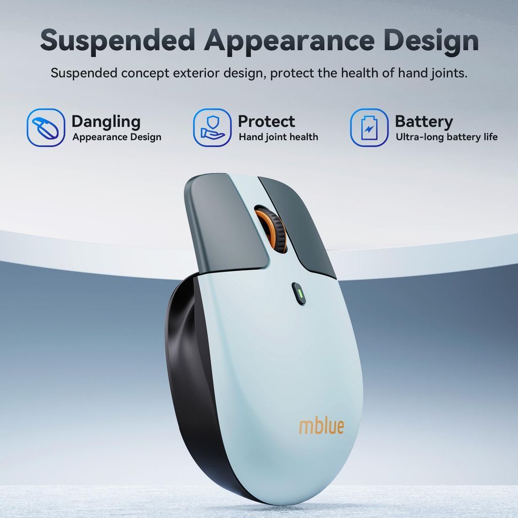 Chuột không dây công thái học Chính Hãng MEIZU mblue M203, sạc Type-C, thiết kế dạng treo , Mua 1 tặ