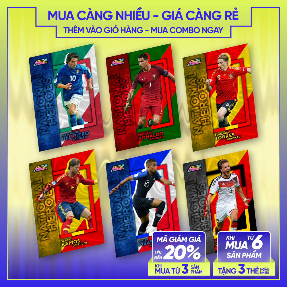 20-21 NATIONAL HEROES | Thẻ cầu thủ bóng đá SKYLLECTA | Ronaldo Mbappe Del Piero Chiesa Torres Casil