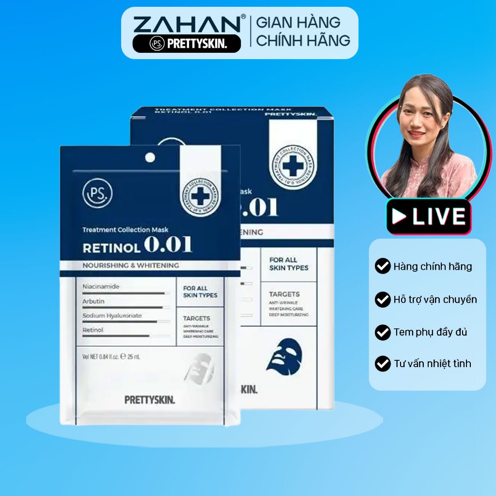Mặt nạ Retinol 0.01 Prettyskin (hộp 10 miếng)