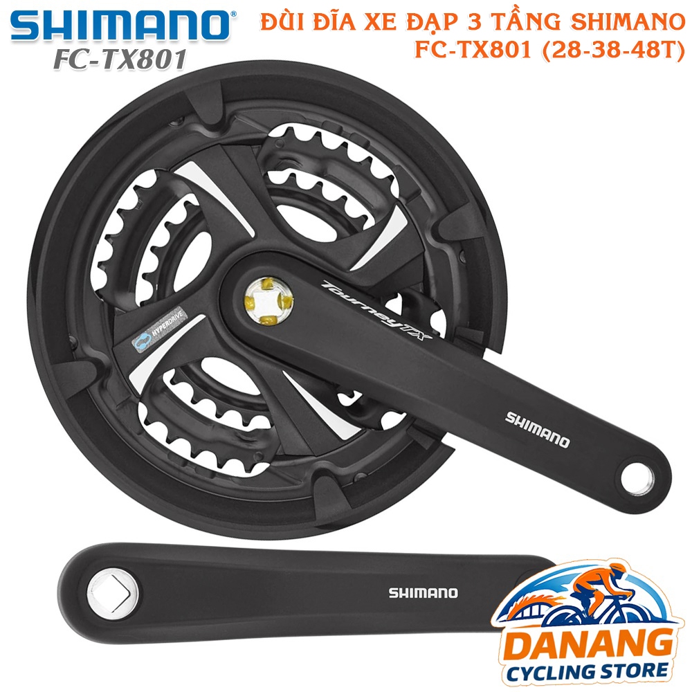 Đùi Đĩa Xe Đạp SHIMANO FC-TX801 3 Tầng 28-38-48T | Giò Dĩa MTB, Touring – Chính Hãng