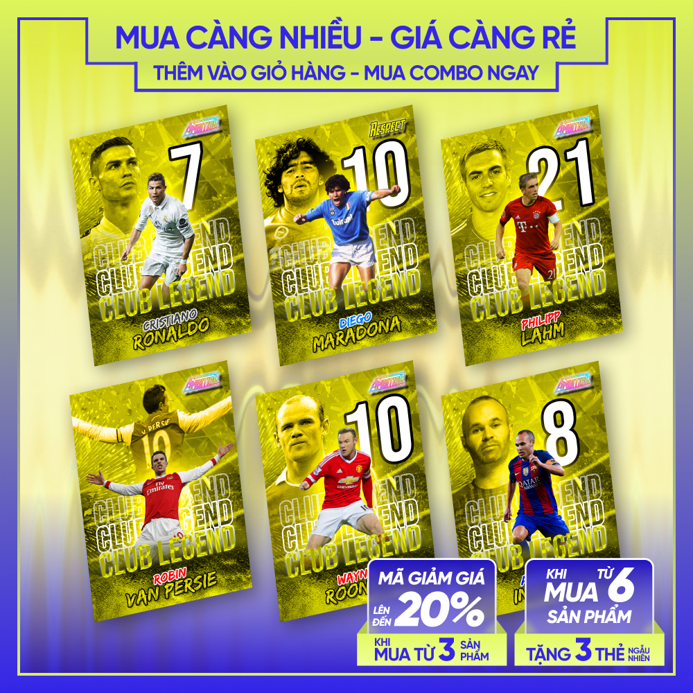20-21 CLUB LEGEND | Thẻ cầu thủ bóng đá SKYLLECTA | Ronaldo Iniesta Maradona Lahm Rooney Persie Zida