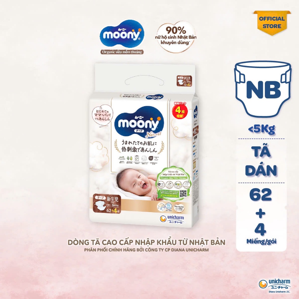 Bỉm tã dán/Bỉm tã quần Moony Dịu Nhẹ, Moony trắng, Moony Natural từ siêu cao cấp cho Bé.