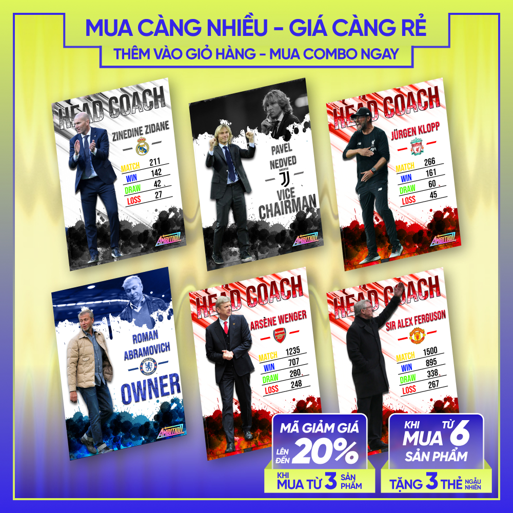 20-21 HEADCOACH MANAGER | Thẻ cầu thủ bóng đá SKYLLECTA | Sir Alex Ferguson Rooney Pep Guardiola Klo