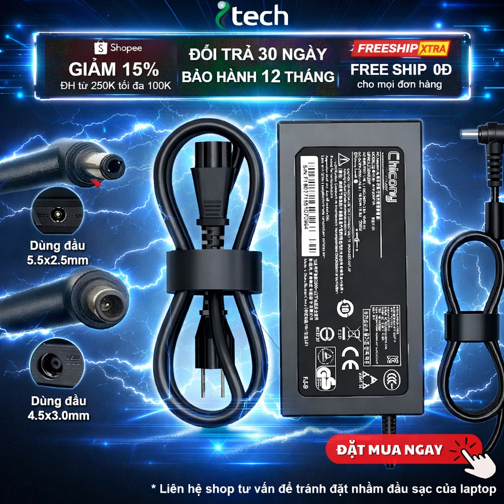 Sạc Laptop MSI GF63 GF65 GF66 GF75 thin 8RC 8RD 9SC 10SC 11SC 12VE 12UC 12UCX, Sạc MSI Bravo 15 B5DD