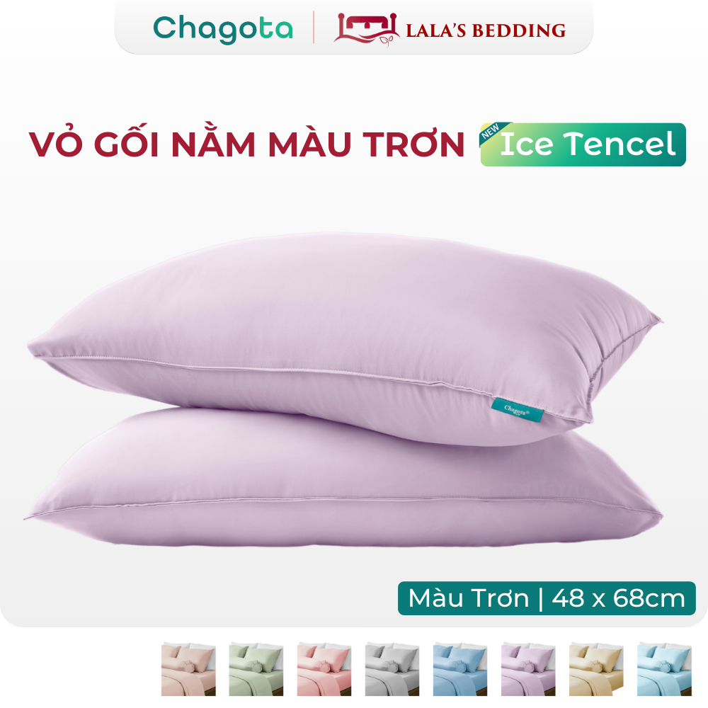 [Chagota x Lala's] Vỏ gối nằm Lụa Silk Ice mát lạnh Chagota Bedding 48x68 cm cao cấp thoáng khí khán