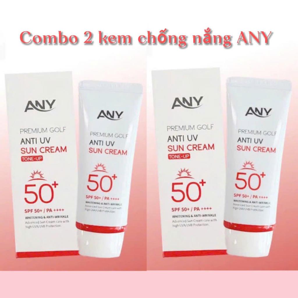 Combo 2 tuýp Kem Chống Nắng Any Hàn Quốc 60ml Premium Golf Anti UV SPF 50+ ( Nâng tông, trắng da, không bết)