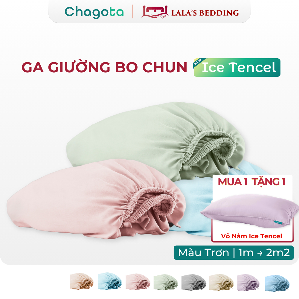 [Chagota x Lala's] Ga giường lụa Silk Ice Chagota Bedding Size 1m2 đến 2m2 có nhiều màu bo chun 4 gó