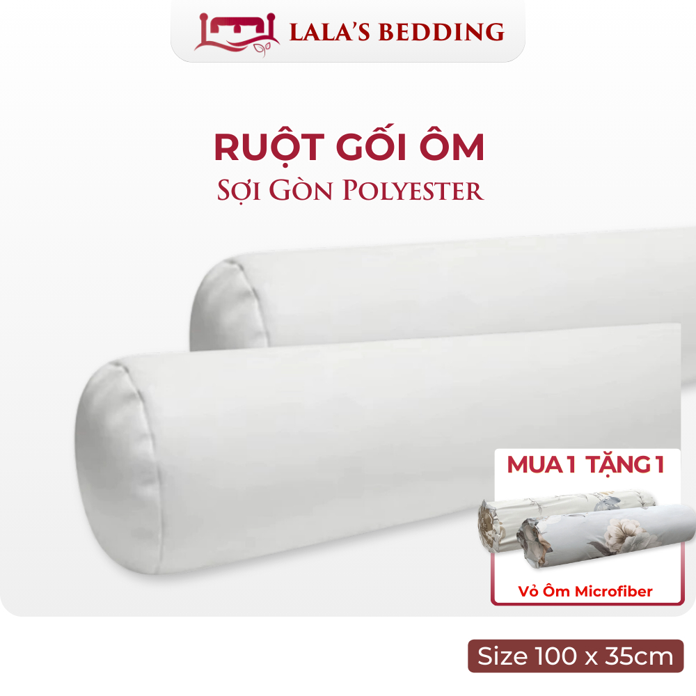 Ruột Gối Ôm Size 35x100cm LaLa's Bedding Sợi Gòn Polyester Cao Cấp Vỏ Bọc Cotton Êm Dịu Gối Ôm lông vũ êm ái