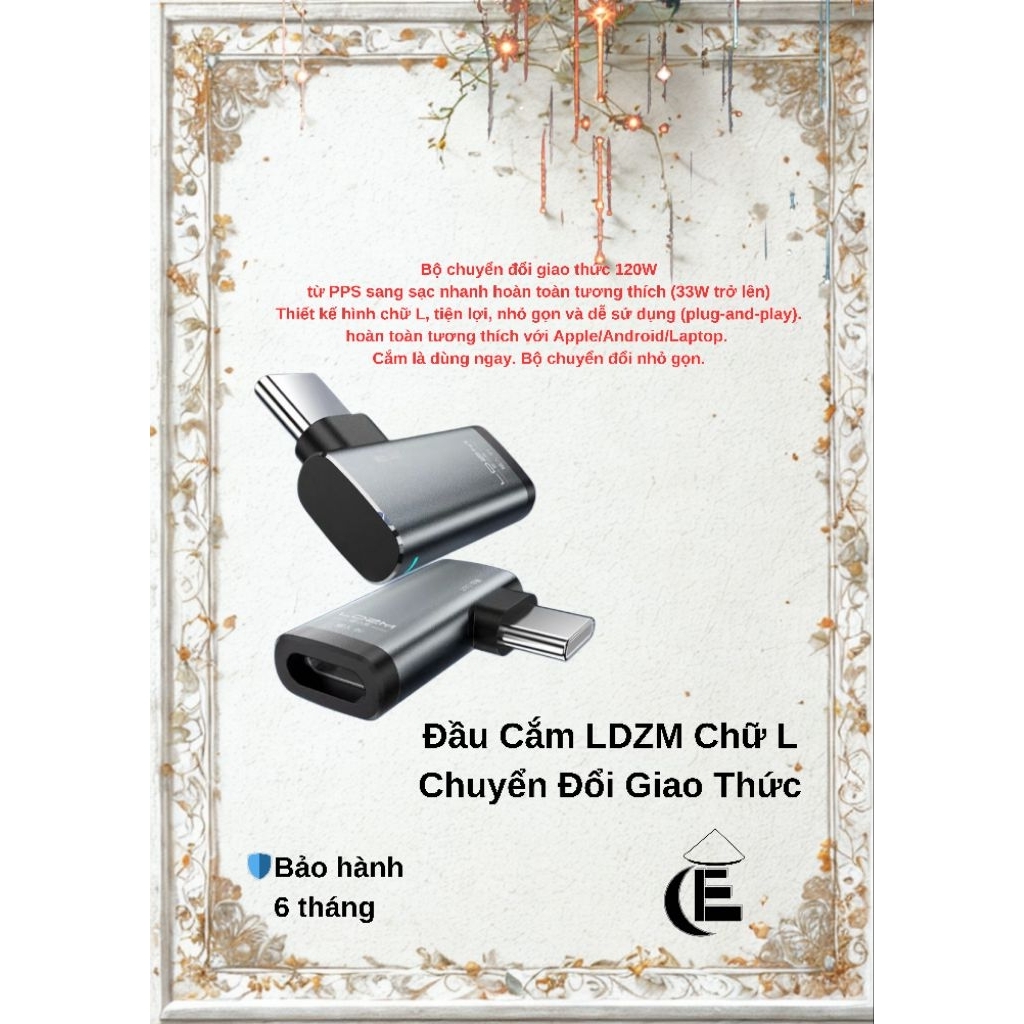 Đầu chuyển đổi giao chữ L LDZM Max 120w, PD 100w tương thích nhiều chuẩn sạc trên thị thường