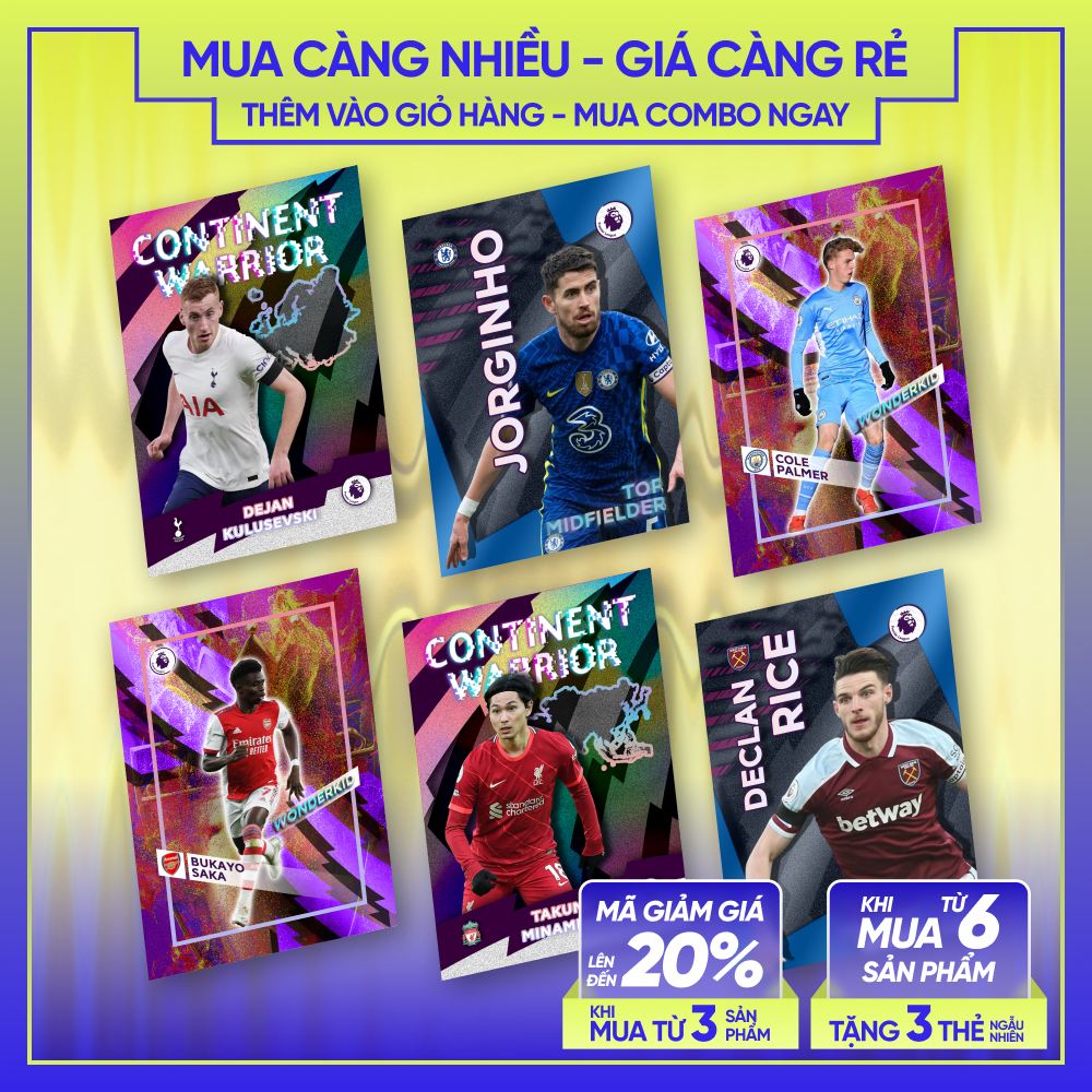 21-22 EPL ALLSTARS | Thẻ cầu thủ bóng đá SKYLLECTA | Kulusevski Jorginho Palmer Saka Minamino Declan