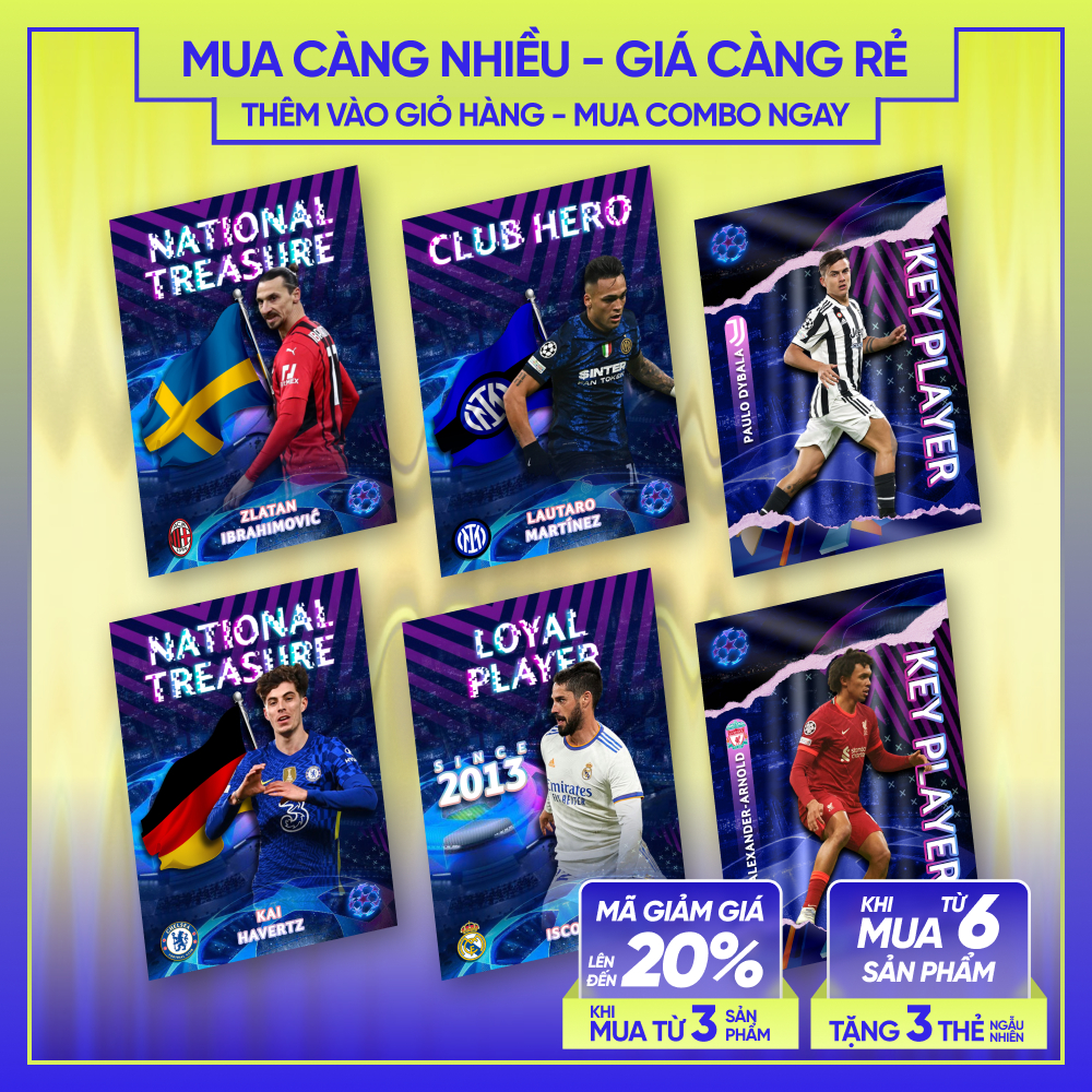 21-22 UCL ALLSTARS | Thẻ cầu thủ bóng đá SKYLLECTA | Dybala Muller Pjanic Arnold Silva Davies Robert
