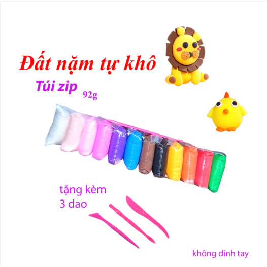 Đất Nặn Tự Khô 12 Màu Kèm Dụng Cụ BIBY giúp bé hoạt động vui chơi giải trí, bộ đất nặn màu tự khô
