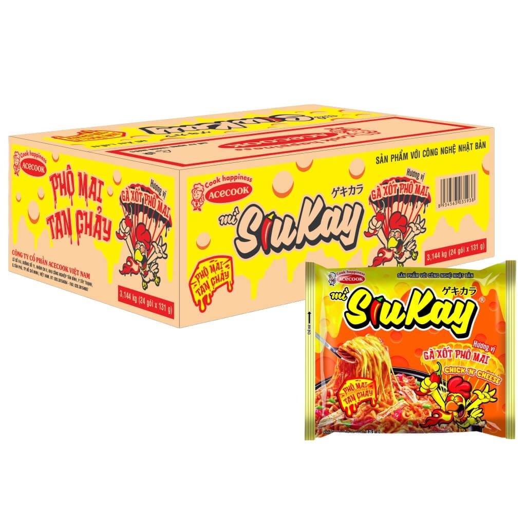 Mì SiuKay gà cay phô mai 1 thùng 24 gói 131g