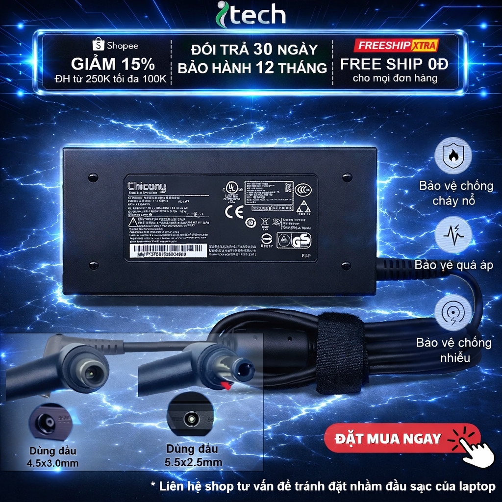 Sạc Laptop MSI GP63 GP63 GF63 GF66 GF75 GF76 Thin 8RD 8RE 8SC 9SC 9SD 10SC 10SD 10UE 11SC 11UC 11UD 