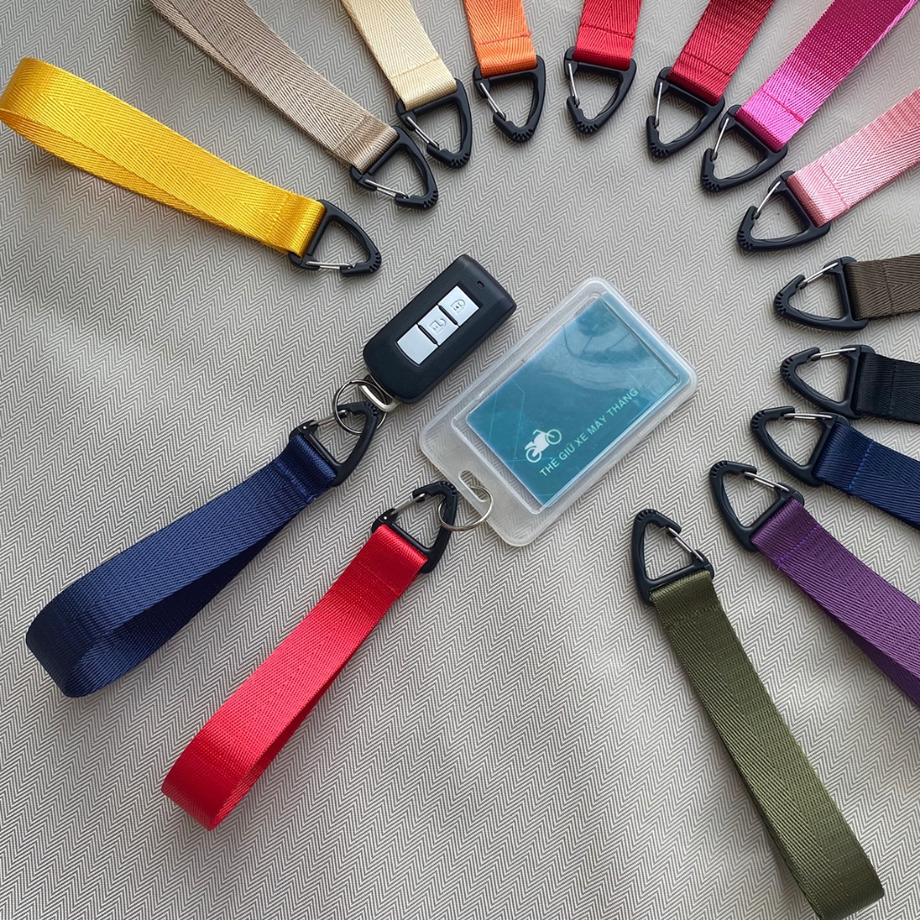 Dây móc khóa chất liệu vải Polyester bóng dày, móc khóa nhựa bền đẹp, treo Xe máy, Ô tô, Balô, Túi xách