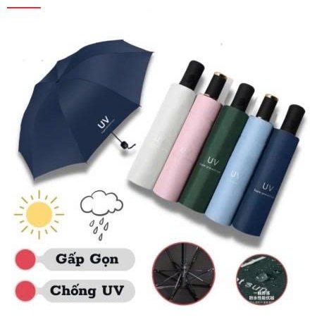 Dù che mưa 2 lớp gấp gọn chống tia uv tự động  khung 10 nan chống nước, Dù chống nắng che mưa