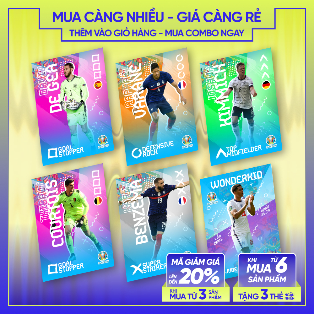 20-21 EURO20 | Thẻ cầu thủ bóng đá SKYLLECTA | Kimmich De Gea Courtois Varane Benzema Bellingham S3